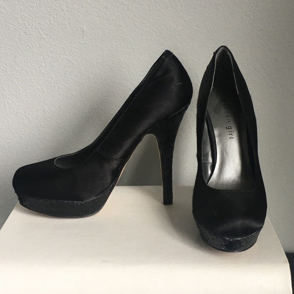 Black glitter stilettos